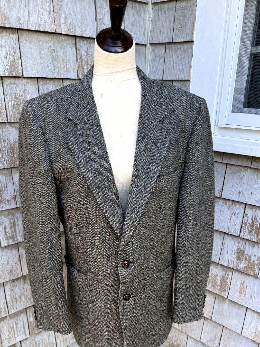 Collins & Fairbanks Grey Herringbone Tweed Blazer 40R